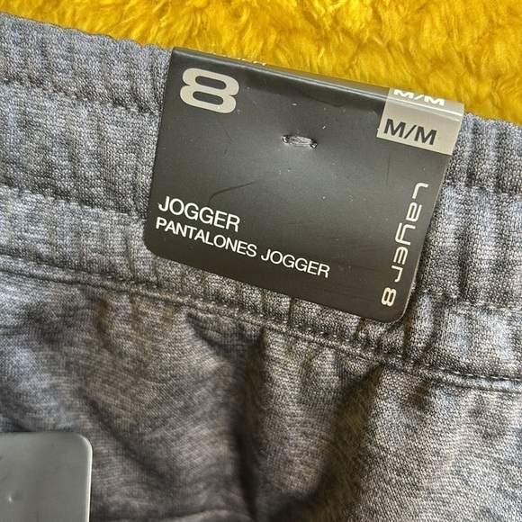 Layer Thermal 8 sweat wicking light cold weather heather grey and blk joggers - Picture 3 of 11